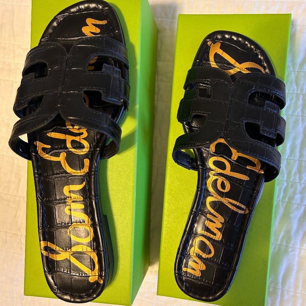 Sam Edelman Black Croc Print Sandal